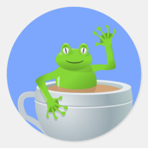 Frog i Tea Runt Klistermärke