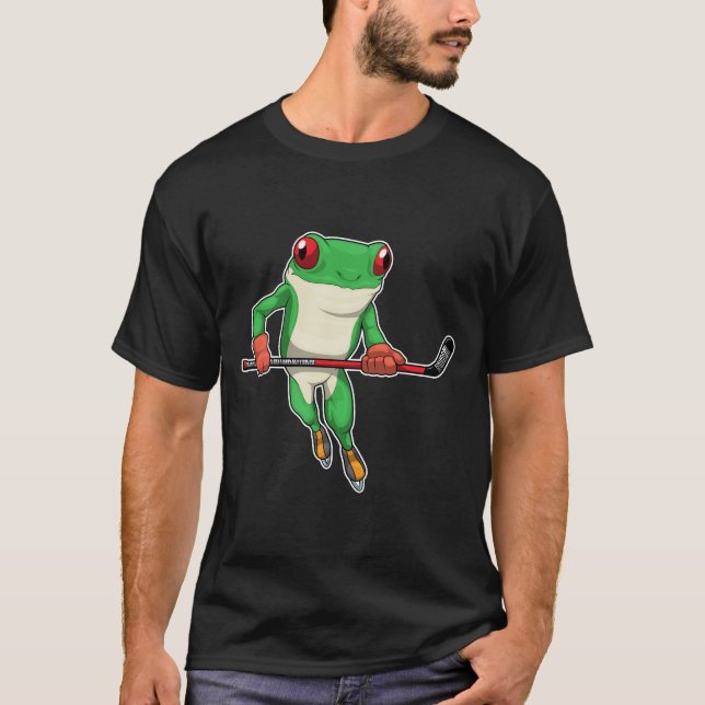 Frog Ice hockey Ice hockey stick T Shirt (Framsida)