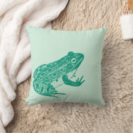 Frog Illustration Grönt Dekorativ kudde