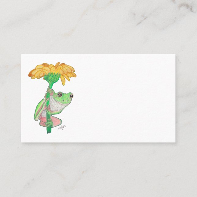 FROG IN FLOWER UNDER THE RAIN VISITKORT (Framsida)