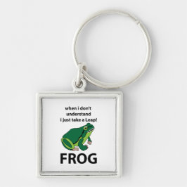 Frog Jag tar bara en lädergroda Fyrkantig Silverfärgad Nyckelring