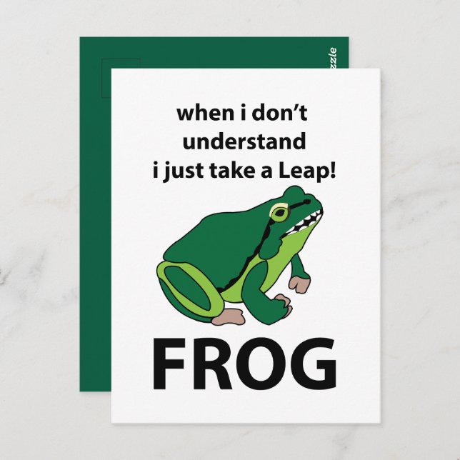 Frog Jag tar bara en lädergroda Vykort (Fram/baksida)
