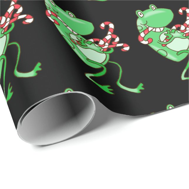 Frog jul - Frog, Candy cane Julafton Presentpapper (Rullad Hörn)