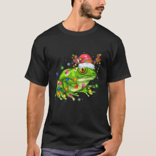 Frog jul Ljus Träd Funny Santa Hat Merry C T Shirt