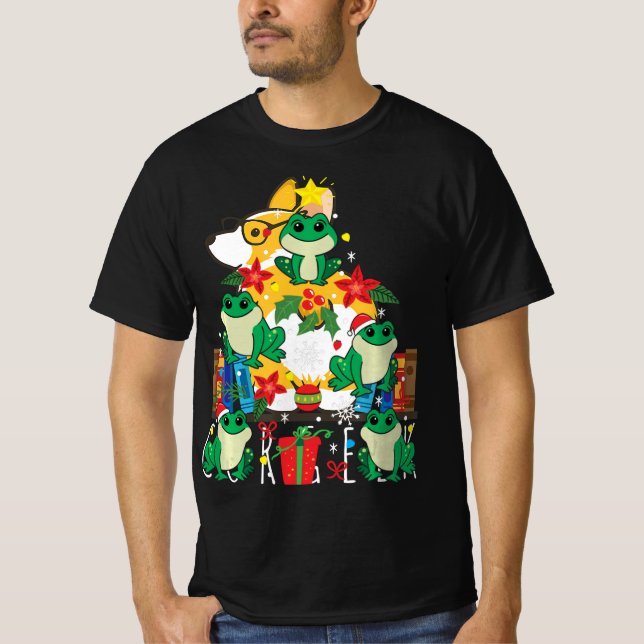Frog julprydnad träd lustig Julafton-presentsvett T Shirt (Framsida)