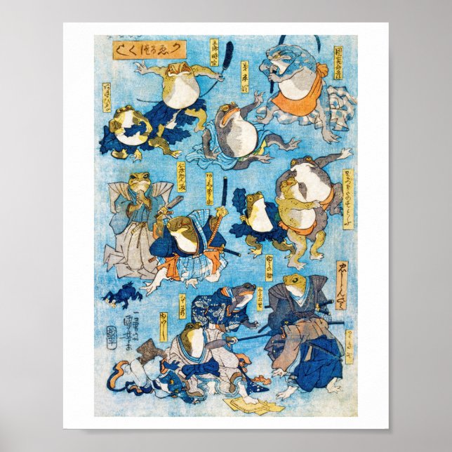 Frog Kabuki Actor, Kuniyoshi, Ukiyo-e Poster (Framsidan)