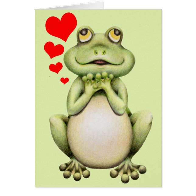 Frog Kärlek Teckning Valentine Day Card Hälsningskort (Framsidan)