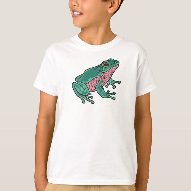 Frog Kids T-Shirt – Cute Green Animal Tee for Boys (Framsida)