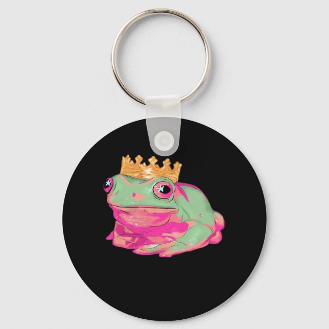 Frog King Funky Meme Classic Style Nyckelring (Framsida)