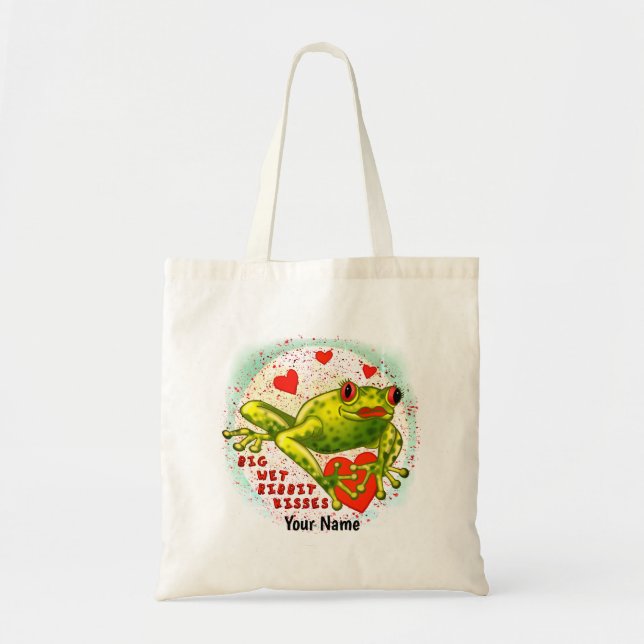 Frog Kisses anpassningsbar tote bags Tygkasse (Framsidan)