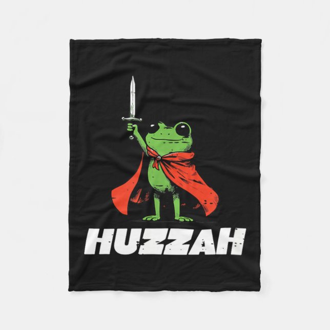 Frog Knight Sword Huzzah Medeltida Roligt Meme Män Fleecefilt (Framsidan)