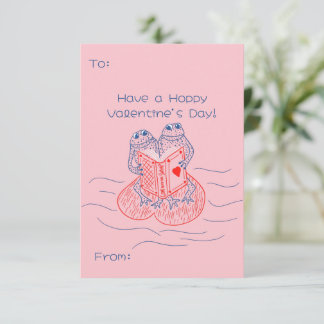 Frog Läsa en Bok Cute Valentine Day Tilläggskort