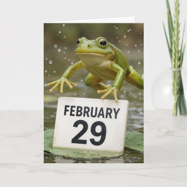 Frog Leap Year Birthday Kort (Framsida)