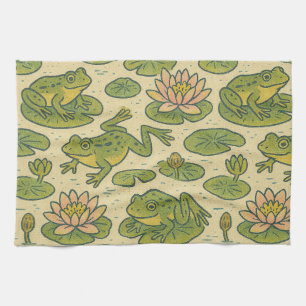 Frog Lili dynors Waterlily Art Kökshandduk