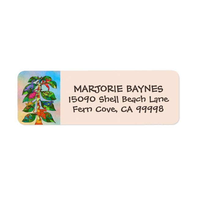 Frog Livets träd Watercolor Returadress Returadress Etikett (Framsidan)