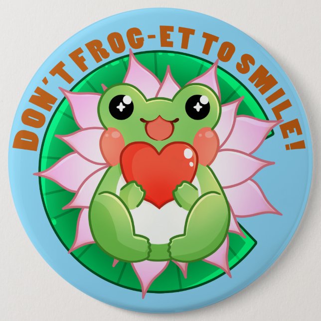 Frog Love – Cute Motivational Art Knapp (Framsida)