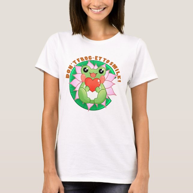 Frog Love – Cute Motivational Art T Shirt (Framsida)