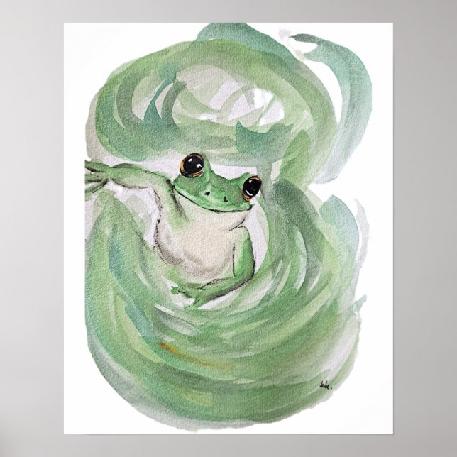 Frog Magic Humor Watercolor Froggy Poster (Framsidan)