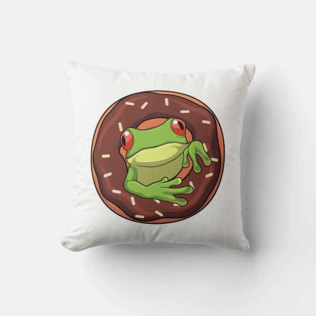 Frog med Donut Kudde (Framsida)