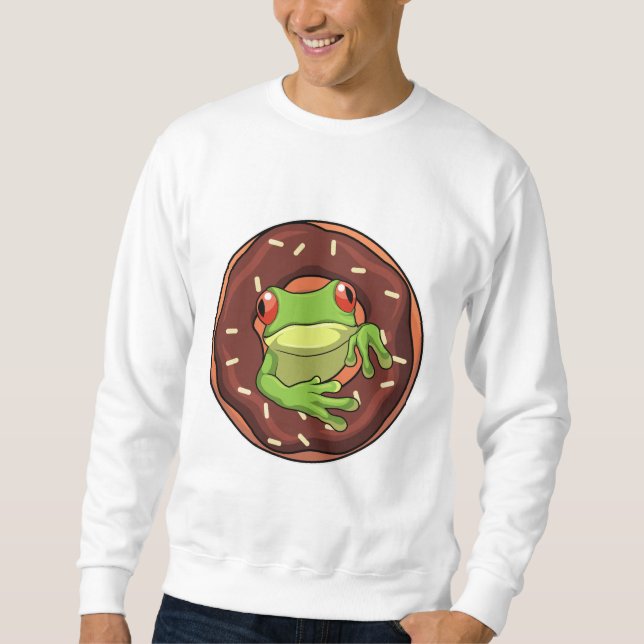 Frog med Donut Lång Ärmad Tröja (Framsida)