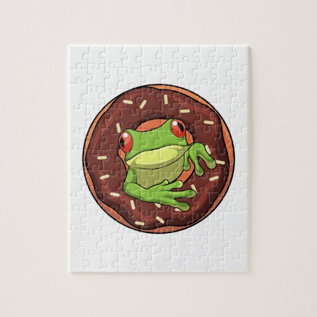 Frog med Donut Pussel (Vertikal)