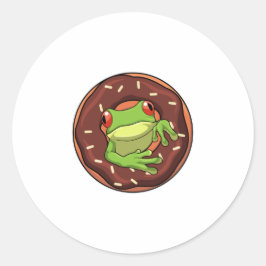 Frog med Donut Runt Klistermärke