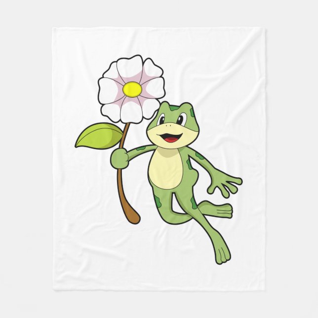 Frog med Flower.PNG Fleecefilt (Framsidan)
