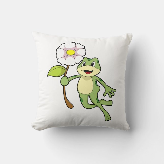 Frog med Flower.PNG Kudde (Framsida)