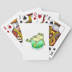 Frog med glas av saft casinokort
