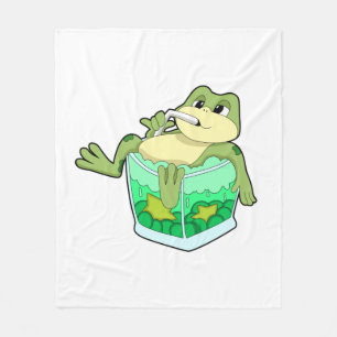 Frog med glas av saft fleecefilt