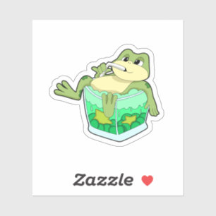 Frog med glas av saft klistermärken