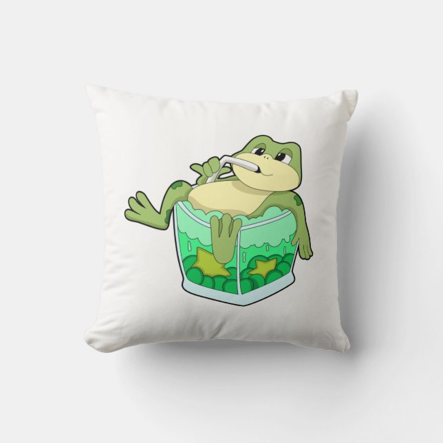 Frog med glas av saft kudde (Framsida)