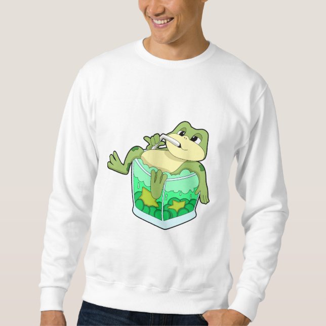 Frog med glas av saft lång ärmad tröja (Framsida)