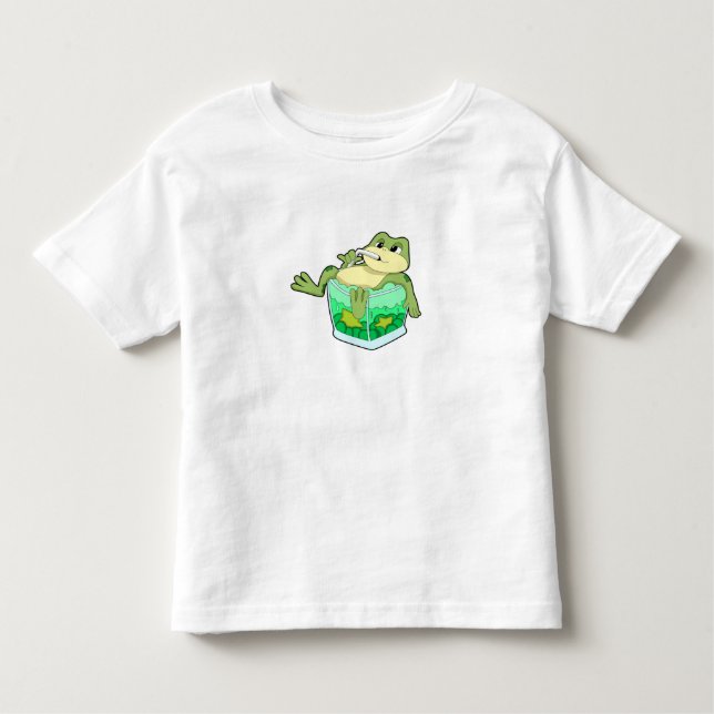 Frog med glas av saft t shirt (Framsida)