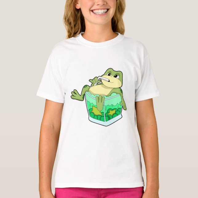 Frog med glas av saft t shirt (Framsida)