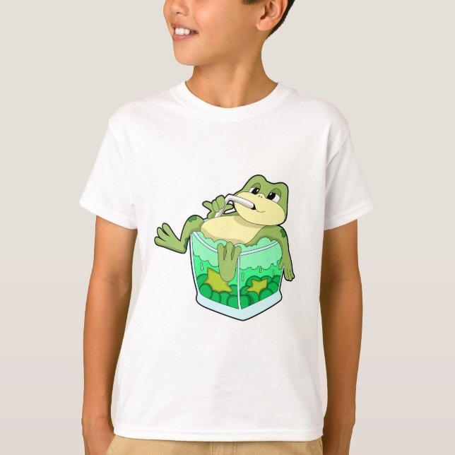 Frog med glas av saft t shirt (Framsida)