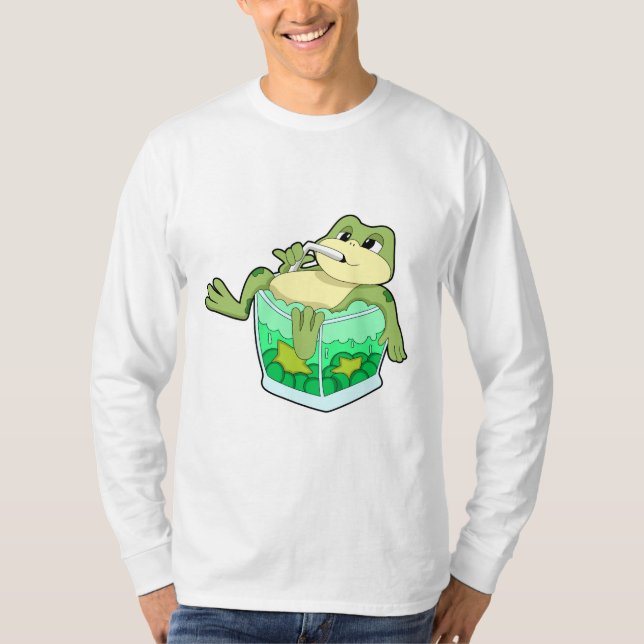 Frog med glas av saft t shirt (Framsida)