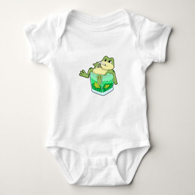 Frog med glas av saft t shirt (Framsida)
