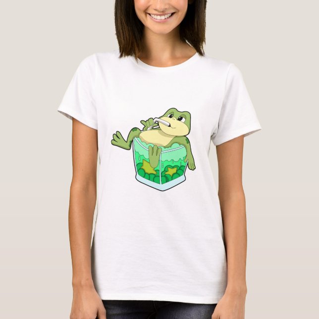 Frog med glas av saft t shirt (Framsida)