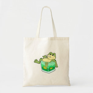 Frog med glas av saft tygkasse