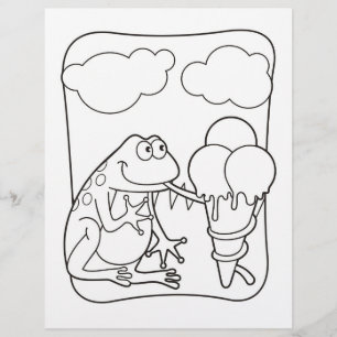 Frog med Glass Coloring Bok Page