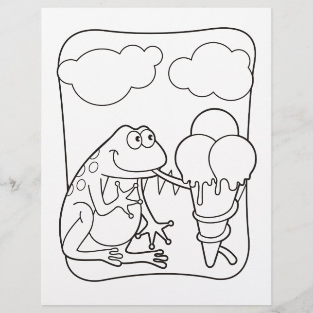 Frog med Glass Coloring Bok Page (Framsida)