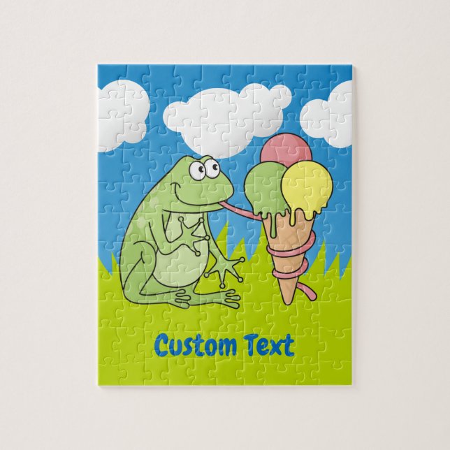 Frog med Glass Jigszle Puzzle Pussel (Vertikal)