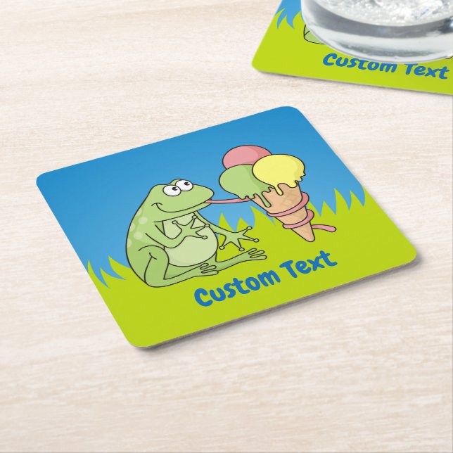 Frog med Glass-kvadratisk Papper Underlägg Kvadrat (Vinklad)