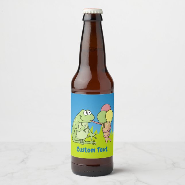 Frog med Glass Ölflaska Etikett (Framsida)