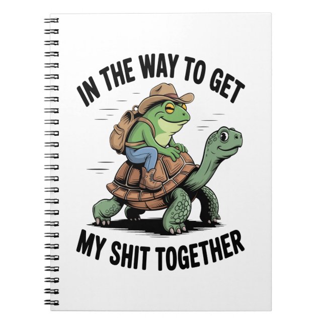 Frog med Hat Riding Turtle Anteckningsbok (Framsidan)