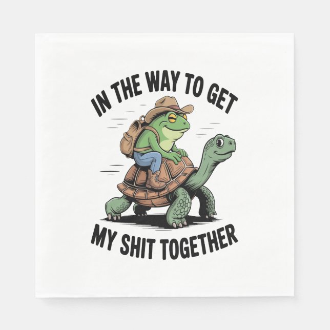 Frog med Hat Riding Turtle Pappersservett (Framsidan)