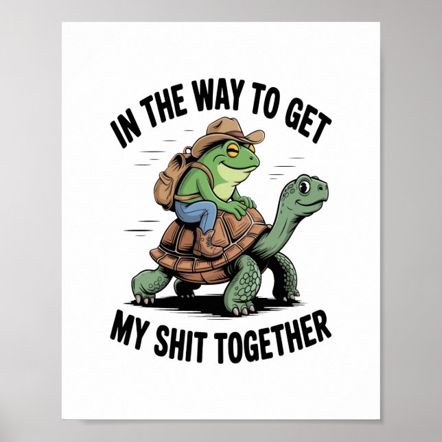 Frog med Hat Riding Turtle Poster (Framsidan)