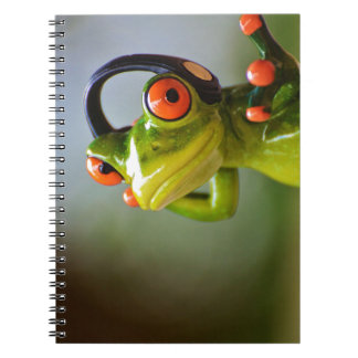 Frog med hörlurar anteckningsbok med spiral