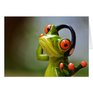 Frog med hörlurar hälsningskort